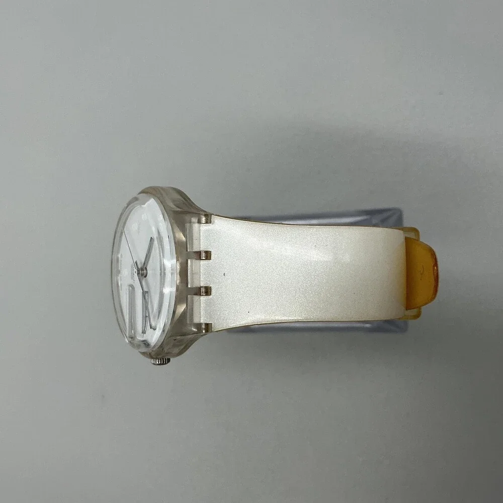 Vintage Swatch Mens Watch 34mm GK733 Case White Day Date New Battery